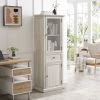 Tall Storage Cabinet, Freestanding Cabinet with Glass Door and Shelves, Sideboard cabinet, Cabinet with Drawer for Living Room, Kitchen, Dining Room