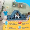 Qaba 12 Pcs Kids Modular Couch, Toddlers Couch Child Sectional Sofa, Playroom Bedroom Furniture for Boys and Girls, Blue
