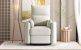 Upholstered Swivel Recliner Manual Rocker Recliner Chair Baby Nursery Chair with Two Removable Pillows for Living Room, Beige