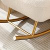 Modern Sherpa Fabric Nursery Rocking Chair,Accent Upholstered Rocker Glider Chair for Baby and Kids,Comfy Armchair with Gold Metal Frame,Leisure Sofa