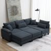 [VIDEO provided][New]Wide Seat Corduroy Modular Sectional Sofa Bed,Sleeper Couch Set with Armrest Pillow,6 Seat Free Combination Sofa with Ottomans