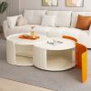 Nesting Coffee Table, Round Nesting Tables and End Tables for Small Space, Modern Side Tables with Extendable Sliding Tabletop for Living Room, Office