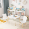 Kids Table and 2 Chairs Set, 3 Pieces Toddler Table and Chair Set, Wooden Activity Play Table Set (White)