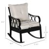 Outsunny Outdoor Wicker Rocking Chair with Padded Cushions, Aluminum Furniture Rattan Porch Rocker Chair w/ Armrest for Garden, Patio, and Backyard, K