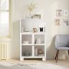 45.28" H Storage Cabinet, Bathroom Floor Cabinet with Glass Door and Shelves, Freestanding Display Storage Cabinet for Bathroom, Living Room, Kitchen