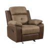 Plush Comfort Chair Brown Microfiber Upholstered Solid Wood Frame Living Room Furniture 1pc Glider Reclining Chair Plush Arms Tufted Details