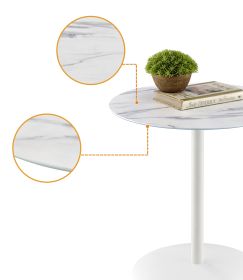 Circa 17.5" End Table with White Marble Textured Top