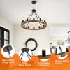 Wood Wagon Wheel Chandelier Farmhouse 12-Light 24'' Brown