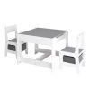 Kids Table and Chair Set, 3 in 1 Wooden Activity Table with Storage Drawer for Toddlers Drawing, Reading, Crafts, 2 in 1 Detachable Tabletop Table Set
