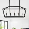 5-Light Farmhouse Kitchen Island Lighting,5 Light Industrial Linear Chandelier for Dining Room Metal Matte Black Finish Hanging Pendant Light Fixture