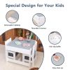 Kids Table and Chair Set, 3 in 1 Wooden Activity Table with Storage Drawer for Toddlers Drawing, Reading, Crafts, 2 in 1 Detachable Tabletop Table Set