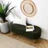 Ottoman Oval Storage Bench,Rubber Wood Legs, Green(43.5"x16"x16")