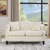 57" Chesterfield Sofa Grey Velvet for Living Room, 2 Seater Sofa Tufted Couch with Rolled Arms and Nailhead for Living Room, Bedroom, Office