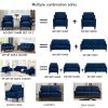 Modern 3 Piece seat Sofa Couch with Scooped Armrest/Wood legs,Upholstered Velvet 3-seat Sofa with Removable Cushions for Livingrooom Bedroom,Navy