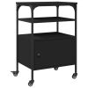Printer Stand 3-Tier Black 19.7"x15.7"x29.9" Engineered Wood
