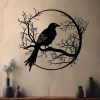 Metal Raven Crow Decor - Gothic Halloween Black Metal Wall Art Sign - Unique Halloween Garden Decor