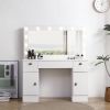 Vanity table with lighted mirror, vanity desk with 3 drawers and storage cabinet,3 color lighting modes adjustable brightness, white color