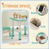 Qaba 3 Pieces Kids Table and Chairs, Height Adjustable Toddler Table and Chair Set with Storage, Easy to Wipe, Activity Table 2 Chairs for Classroom,