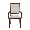 Traditional Dining Armchairs Set of 2pc, Cherry Finish Wooden Beige Upholstered Seat Formal Chairs Dinng Room Furniture