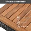 GO 10-Piece Outdoor Acacia Wood Bar Height Table And Eight Stools With Cushions, Garden PE Rattan Wicker Dining Table, Foldable Tabletop