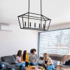 5-Light Farmhouse Kitchen Island Lighting,5 Light Industrial Linear Chandelier for Dining Room Metal Matte Black Finish Hanging Pendant Light Fixture