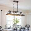 33.7-Inch Black and Gold Vintage Pendant Light, 5 E26 Bulb Sockets, Adjustable Chain Height â€“ Antique Style Chandelier for Dining Room, Kitchen, or