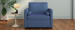 3 in 1 Convertible Sleeper Chair with Adjustable Backrest, Lounger Chair Turns Into Bed, Single Bed for Living Room, Velvet, Ink Blue