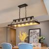 33.7-Inch Black and Gold Vintage Pendant Light, 5 E26 Bulb Sockets, Adjustable Chain Height â€“ Antique Style Chandelier for Dining Room, Kitchen, or