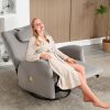 Grey Swivel and Rocker Power Recliner Chair with Lumbar and Neck Support Pillow, Max Swivel Degree 270°