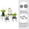 4-Pack Matte Black Round Plant Stands with Floral Design - Durable Metal Flower Pot Holders for Indoor Home Garden Decor