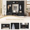 4-in-1 Detachable Hall Tree with Storage and 7 Hooks, Multiple Functions Hallway Coat Rack with Storage Drawers and Cabinet, Black Shoe Bench for Entr