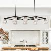 Matte Black Crystal Chandelier for Dining Room, 8-Light Kitchen Chandelier Light Fixture Modern Metal Industrial Chandeliers for Farmhouse Entryway Li