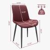 Wine Red PU Leather Dining Chair with Metal Legs, Wave Pattern Upholstered Armless Chair Set of 4 for Kitchen, Restaurant, Living, Meeting Room
