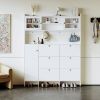[VIDEO provided] ON-TREND Multifunctional Tipping Bucket Shoe Cabinet with Storage Shelf & 6 Flip Drawers, Large Hall Tree with Tempered Glass Doors