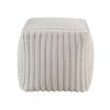 Square Pouf Plush Off-White Corduroy Fabric Upholstery Modern Ottoman, Footstool, Non-Slip Floor Pouf, Bean Bag Chair, 1pc Sitting Pouf
