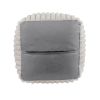 Square Pouf Plush Off-White Corduroy Fabric Upholstery Modern Ottoman, Footstool, Non-Slip Floor Pouf, Bean Bag Chair, 1pc Sitting Pouf