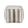 Modern Square Pouf Multi-Color Jacquard Fabric Upholstered Ottoman, Non-Slip Floor Pouf, Bean Bag Chair, 1pc Sitting Pouf
