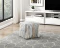 Modern Square Pouf Jacquard Fabric Upholstery Ottoman, Footstool, Non-Slip Floor Pouf, Bean Bag Chair, 1pc Sitting Pouf