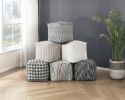 Square Pouf Jacquard Fabric Upholstery Modern Ottoman, Footstool, Non-Slip Floor Pouf, Bean Bag Chair, 1pc Sitting Pouf