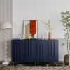 Modern Blue Lacquered 4 Door Wooden Cabinet Sideboard Buffet Server Cabinet Storage Cabinet, for Living Room, Entryway, Hallway, Office