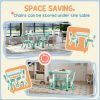 Qaba 3 Pieces Kids Table and Chairs, Height Adjustable Toddler Table and Chair Set with Storage, Easy to Wipe, Activity Table 2 Chairs for Classroom,