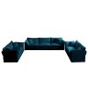 3 Piece Sofa Set Oversized Sofa Comfy Sofa Couch, 2 Pieces of 2 Seater and 1 Piece of 3 Seater Sofa for Living Room, Deep Seat Sofa Blue Chenille