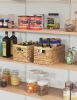 Xemussa 1-piece hand woven natural water hyacinth rectangular storage basket with inner handle wicker basket, storage basket