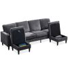Chenille Sectional Sofa, U Shaped Sofa Couch with High Density Memory Foam, 4 Seat Comfy Modular Sofa Couch for Living Room
