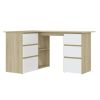 Corner Desk White and Sonoma Oak 57.1"x39.4"x29.9" Engineered Wood