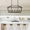 5-Light Farmhouse Kitchen Island Lighting,5 Light Industrial Linear Chandelier for Dining Room Metal Matte Black Finish Hanging Pendant Light Fixture