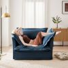 Slip-covered Armchair with 1 Big Back Cushion and 2 Big Toss Pillows, Single Deep Seat Comfy Single Couch Sofa Multiple Large Soft Pillows