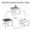 Kids Table and Chair Set, 3 in 1 Wooden Activity Table with Storage Drawer for Toddlers Drawing, Reading, Crafts, 2 in 1 Detachable Tabletop Table Set