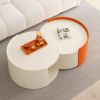 Nesting Coffee Table, Round Nesting Tables and End Tables for Small Space, Modern Side Tables with Extendable Sliding Tabletop for Living Room, Office