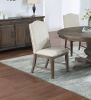 Traditional Formal 5pc Dining Set Round Table 4x Side Chairs Pedestal Base Oak Finish Table nailhead Trim Upholstered Cushion Dining Room Furniture